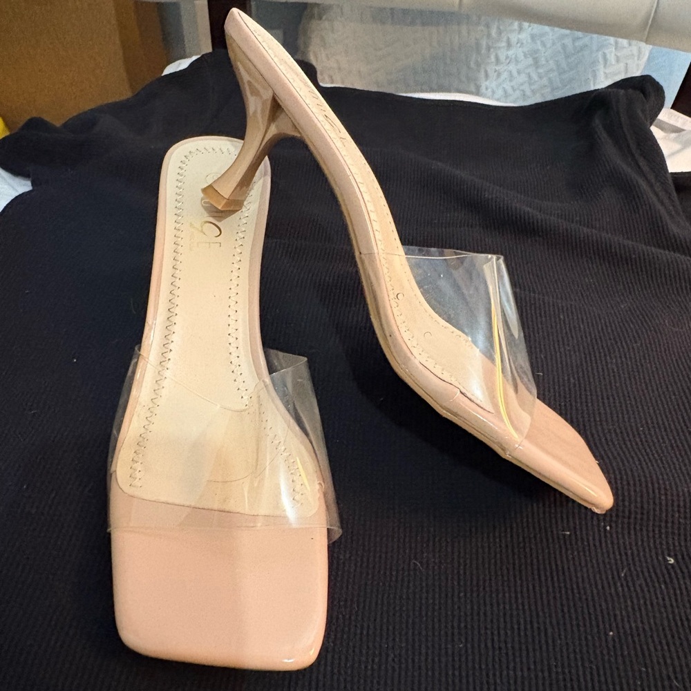 Rouge Helium Blush Mules with Transparent Straps - Picture 2 of 3